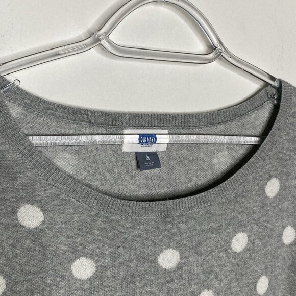 Old Navy Sweater Women L Gray Polkadots Crewneck Soft Stretch - Picture 2 of 8